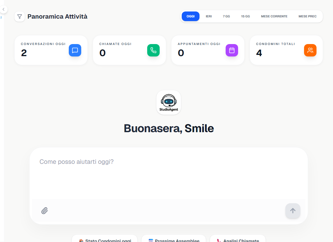Il centro di controllo del tuo studio